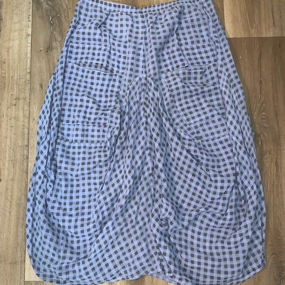 Blue Midi Bubble Skirt with Ruched Design for Casual Wear